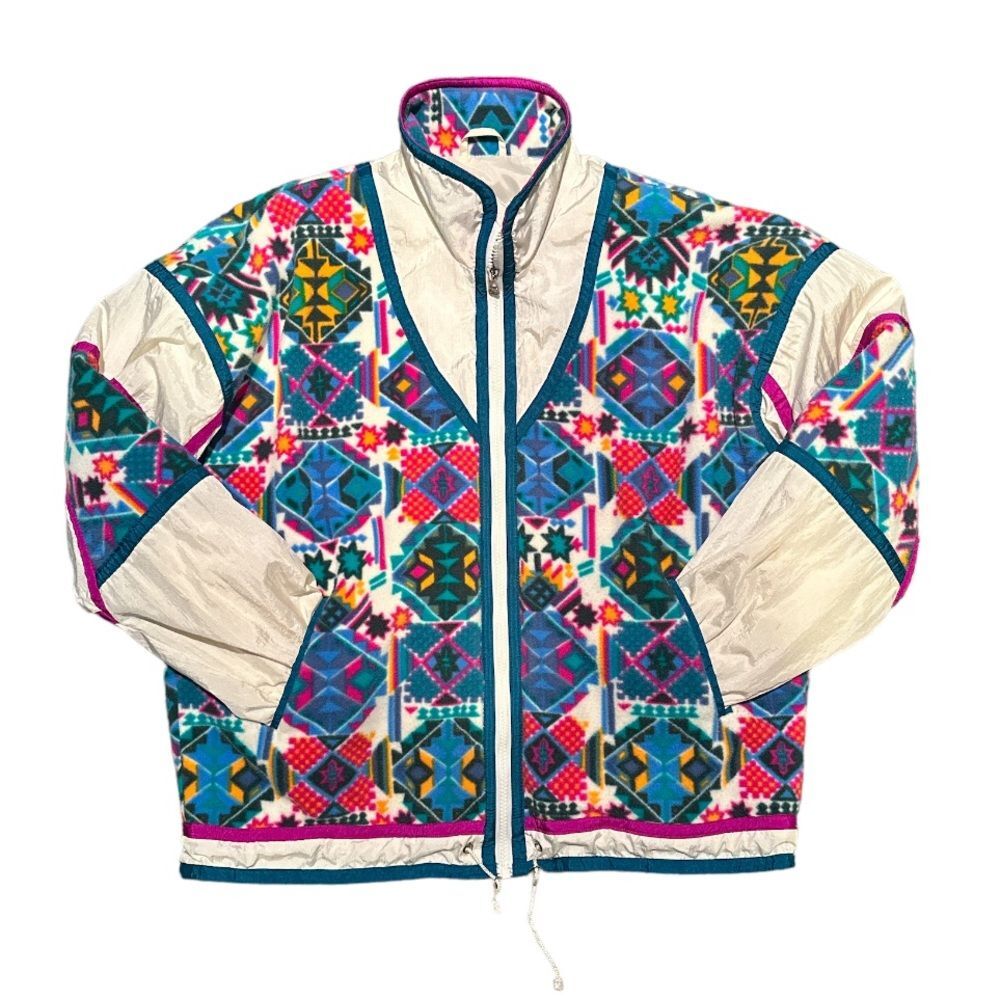 Vintage East West Multicolor Aztec Print Fleece Windbreaker 80s-90s Jacket